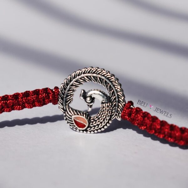 Oxidised Silver Mayur Rakhi