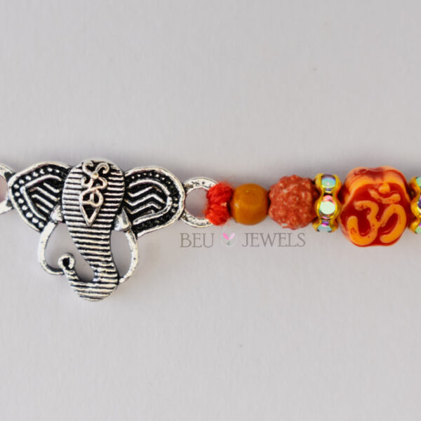 Exquisite Ganesha Silver Oxidised Rakhi